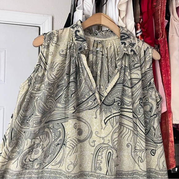 PIPSQUEAK CHAPEAU ivory cream black scroll floral paisley cotton midi dress - Picture 2 of 7